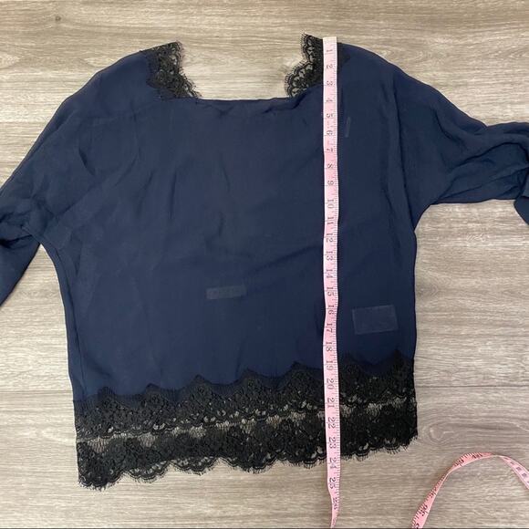 Sandro Open Back Lace Top Navy 2 - Picture 6 of 8